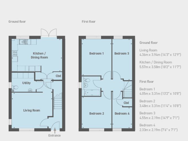 Floor plan, 4 bedroom house - artist's impression subject to change